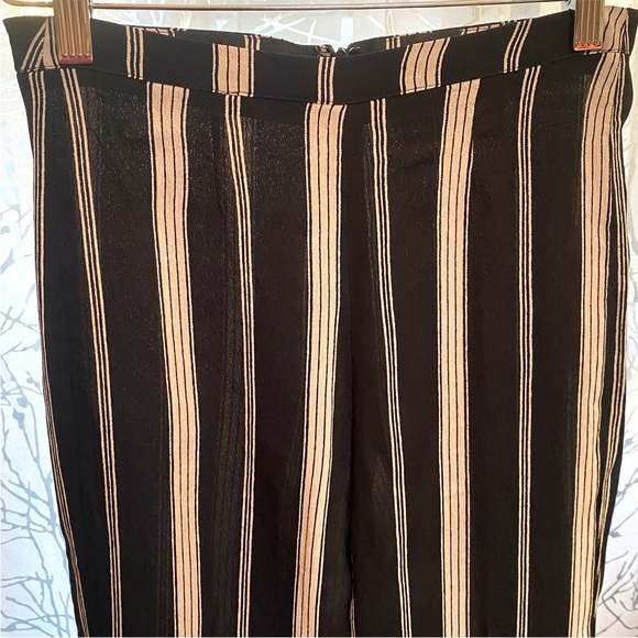 Reformation black cream stripe Testino Jagger high rise waisted Wide Leg pants - Picture 2 of 12